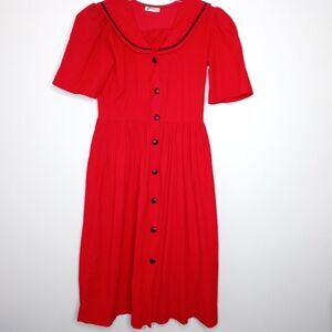 Vintage Monday's Child Red Corduroy Dress Size 14P